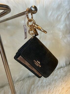 COACH Klare Bag Charm Army Green Suede Leather with Gold Hardware